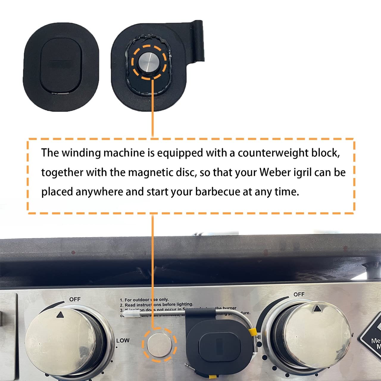 Magnetic patches attach quickly to metal surfaces during grilling
