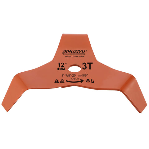 SHUZIYU 12-inch bend blade with 1-inch arbor for universal brush cutter fit.
