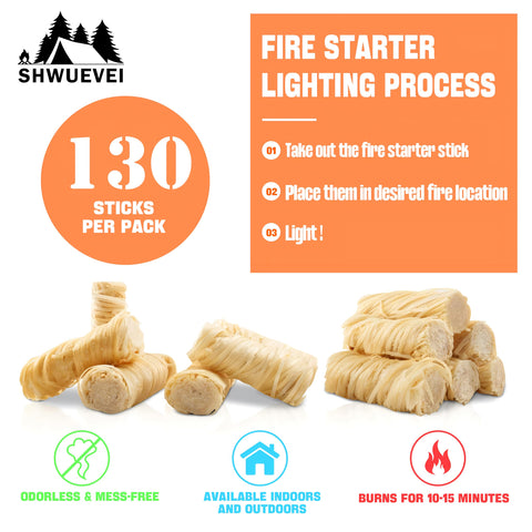 Shwuevei campfire starters light logs in any weather condition