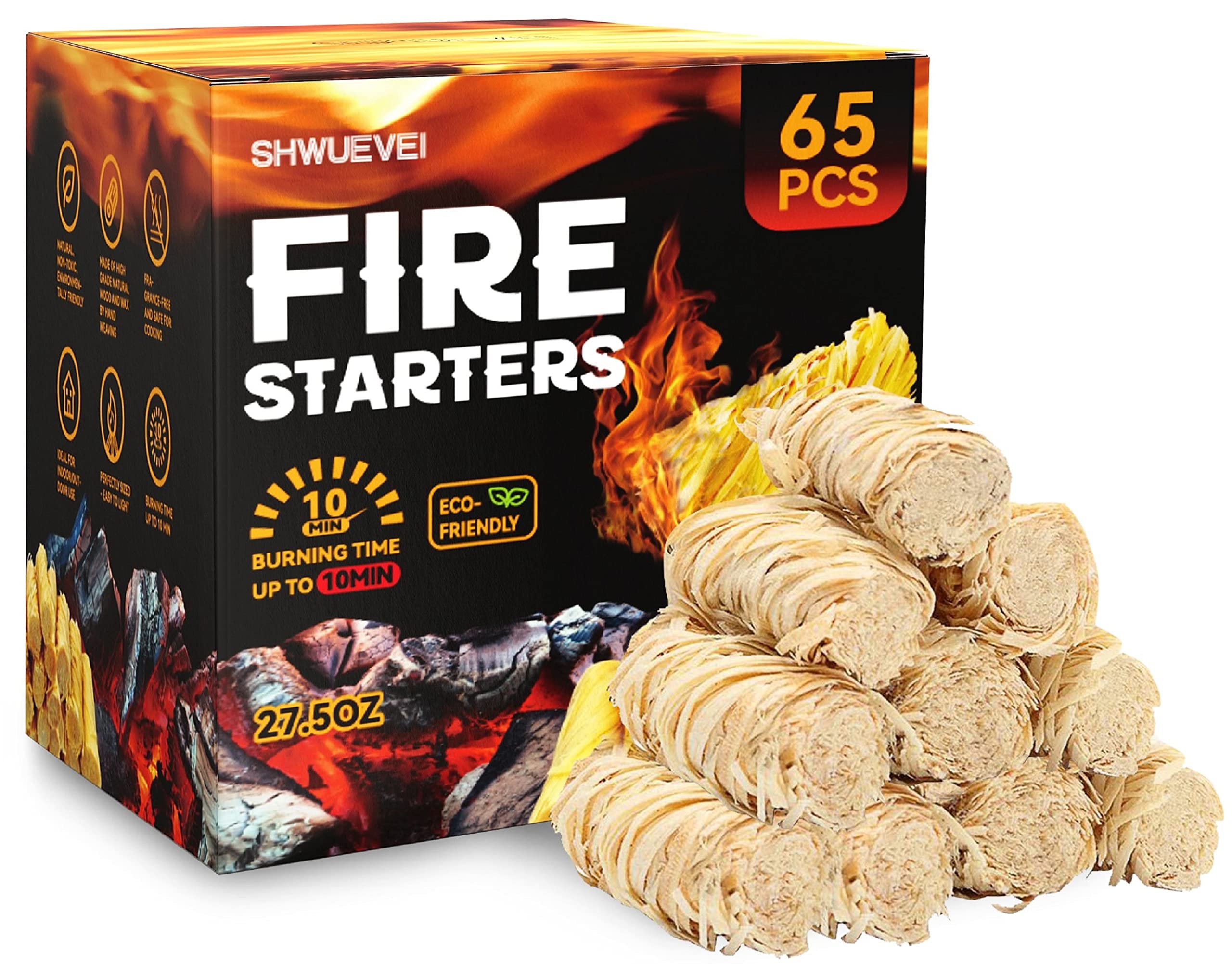 Shwuevei fire starter pack enabling quick, even ignition for charcoal and wood fires