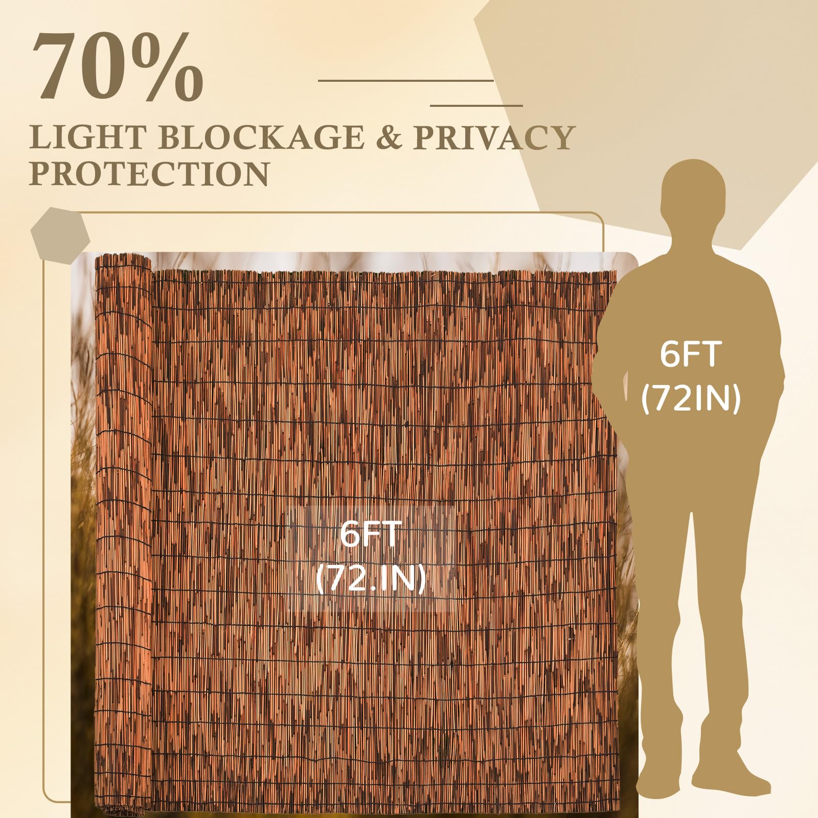 SHYDZYYC bamboo reed screen—handwoven with cotton ties for durable outdoor use