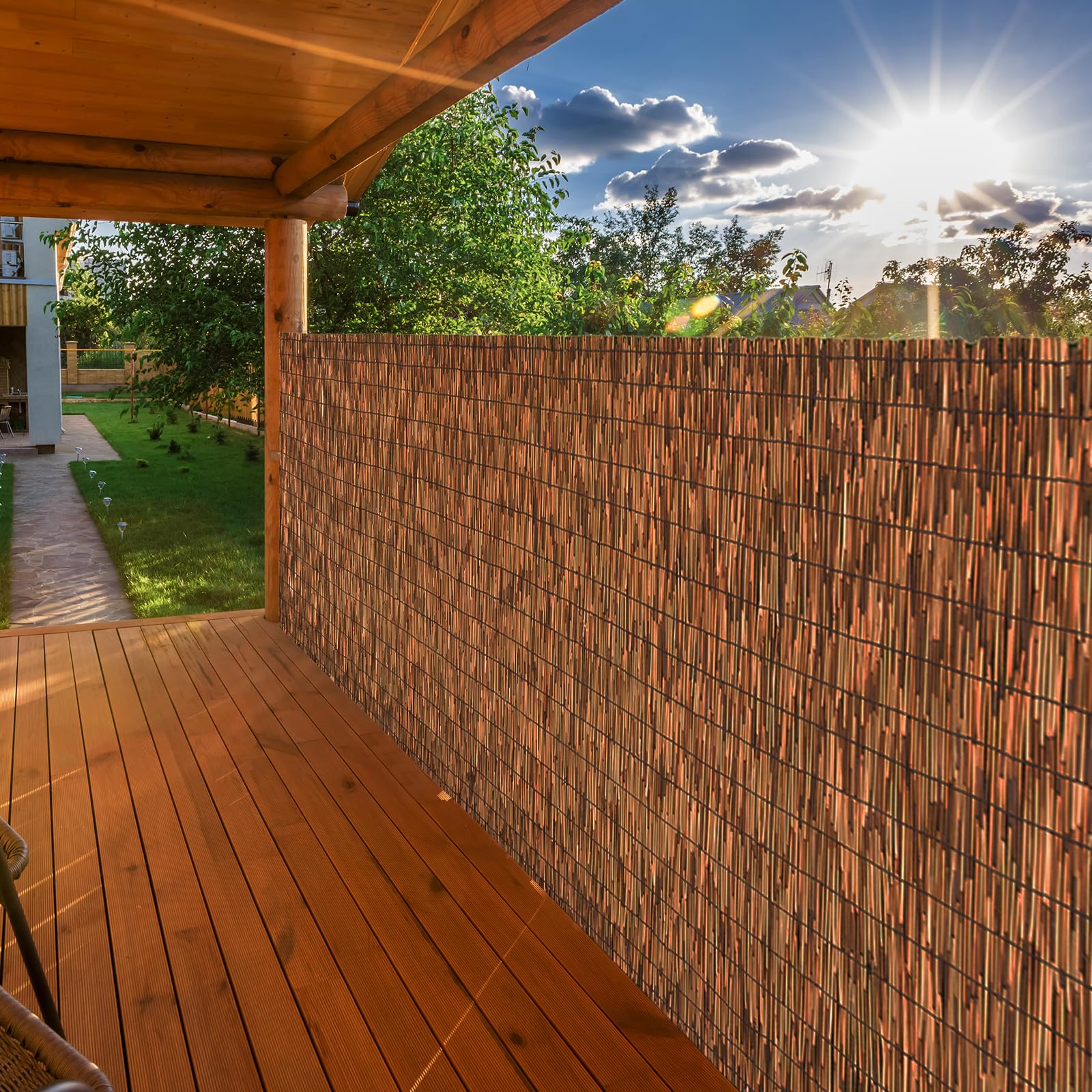 SHYDZYYC quick-install reed fence for balconies and patios