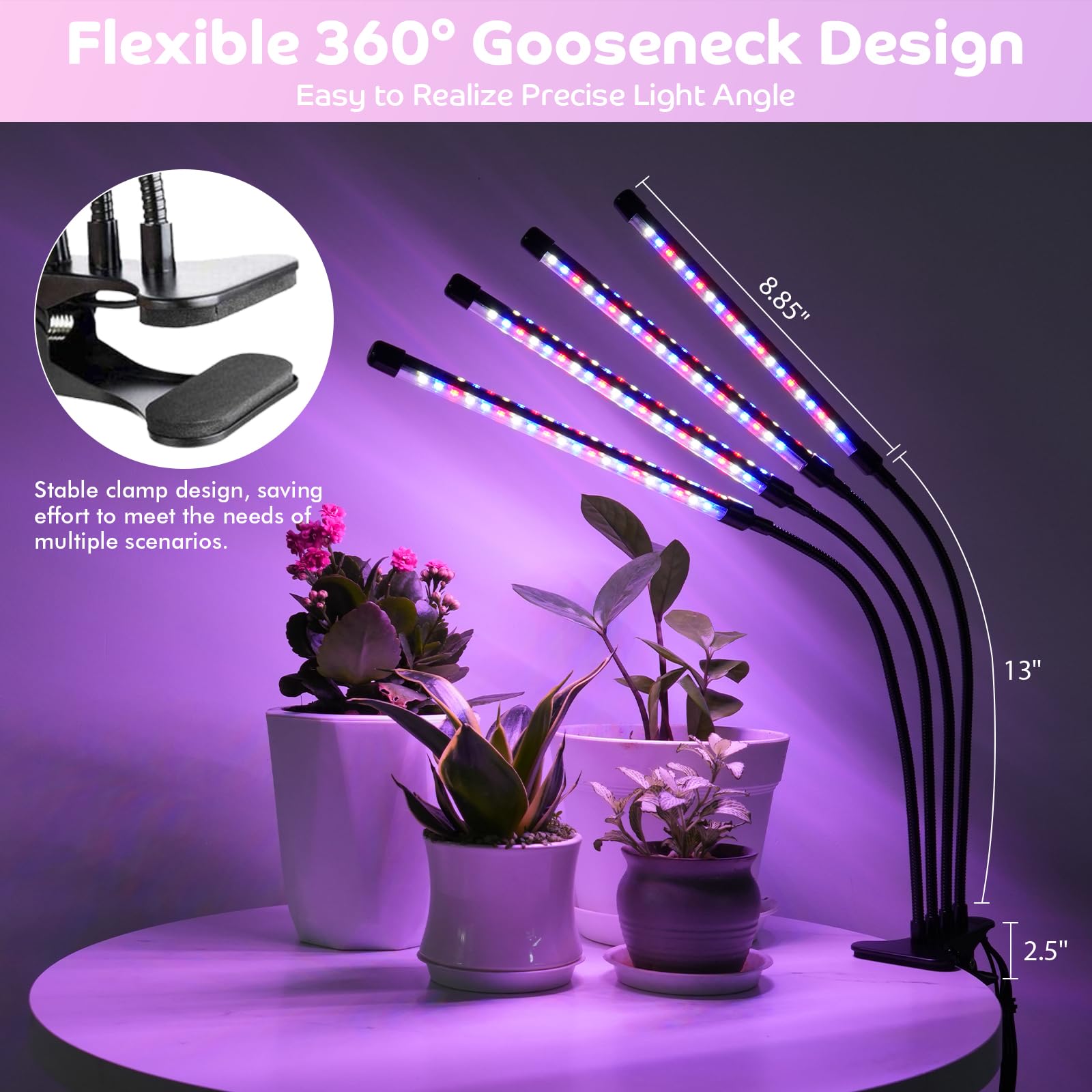 Shyineyou 360-degree gooseneck enables flexible placement and aiming