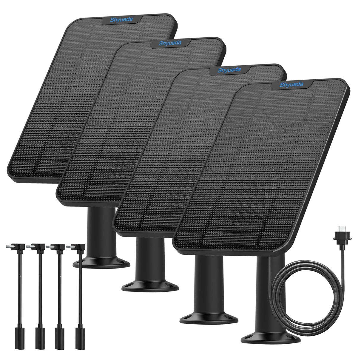Shyueda 4W solar panel front view for outdoor camera charging.