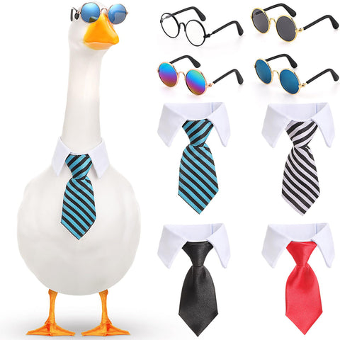 Shyyween goose outfit on 17-inch lawn goose with tie and sunglasses for instant garden charm.