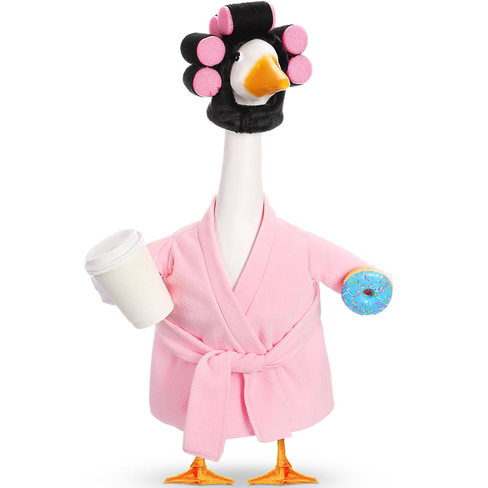 Shyyween Lady Goose Bathrobe Pink enhances outdoor statue charm