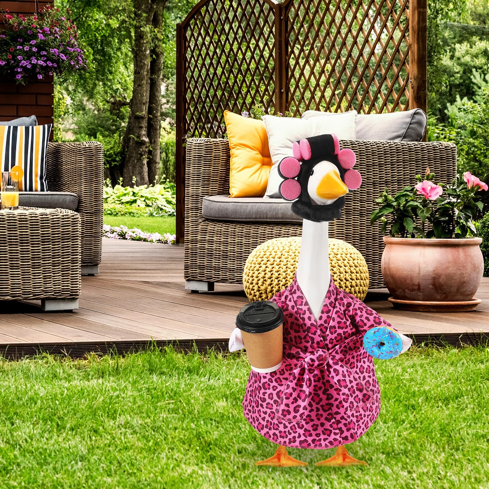 Shyyween Lady Goose Outfit designed to fit 23 inch lawn geese for easy dressing.