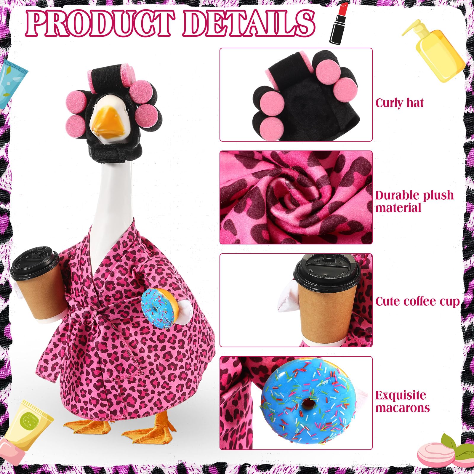 Shyyween Lady Goose Outfit donut prop adds charm to outdoor goose display.