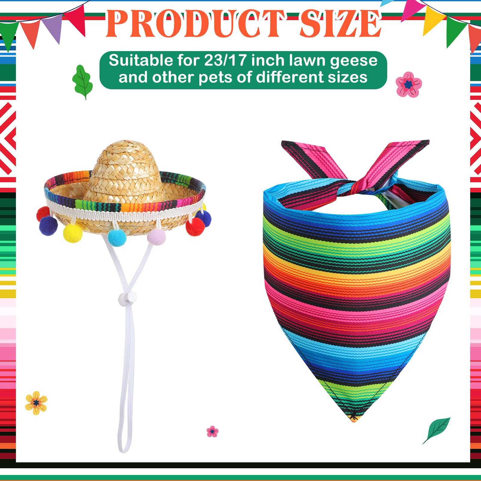 Shyyween Mexican goose bandana adds bright color for outdoor lawn celebrations.
