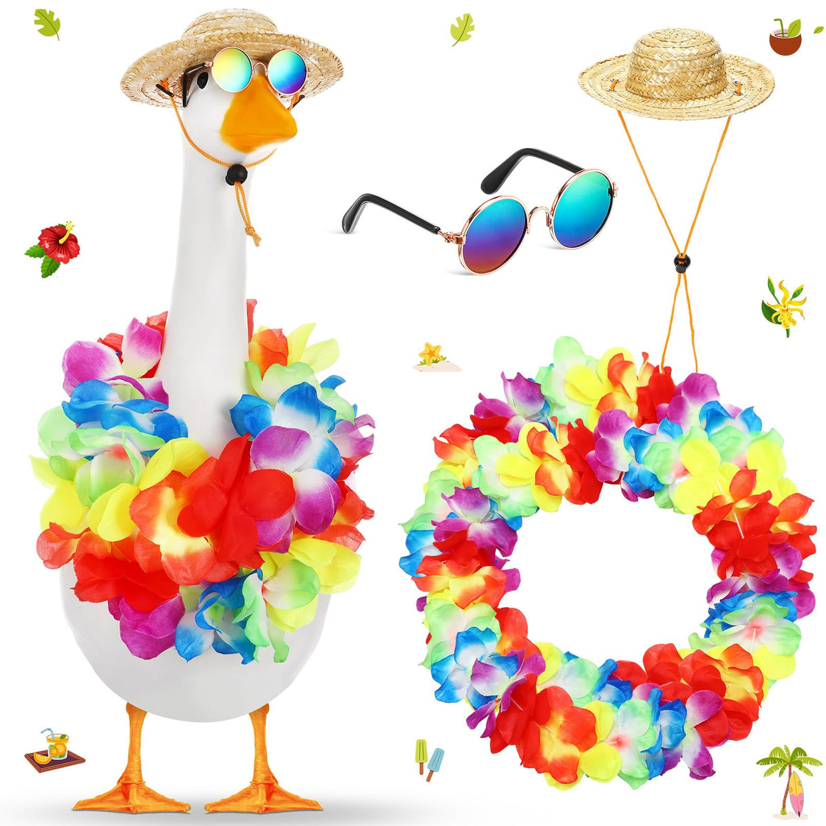 Shyyween straw hat goose outfit enhances curb appeal of your lawn statue