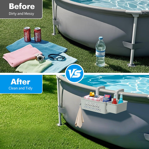 Sibada poolside basket adjustable support bars ensure a stable wall grip.