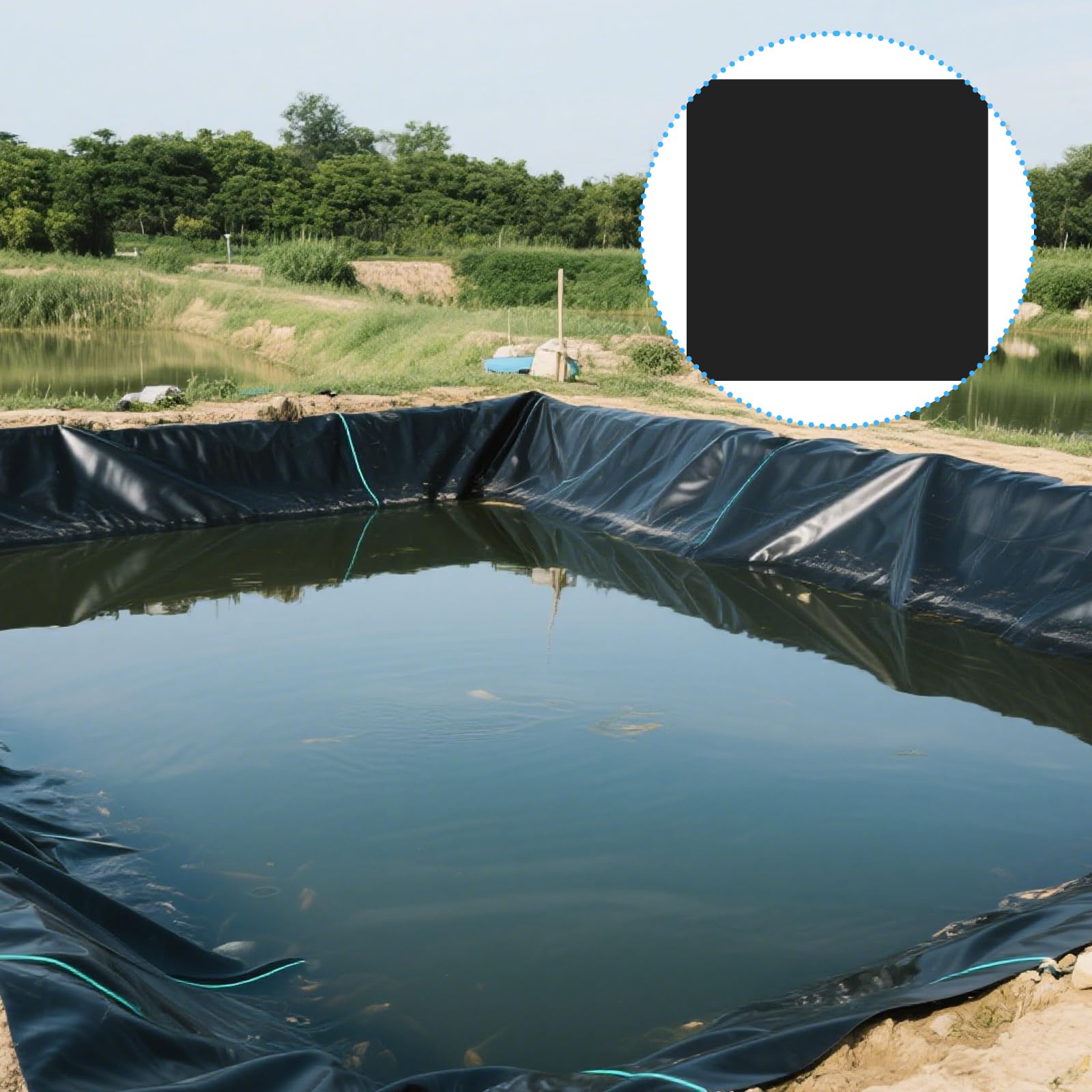 Sibosen EPDM liner patch being applied to a damaged surface with adhesive.