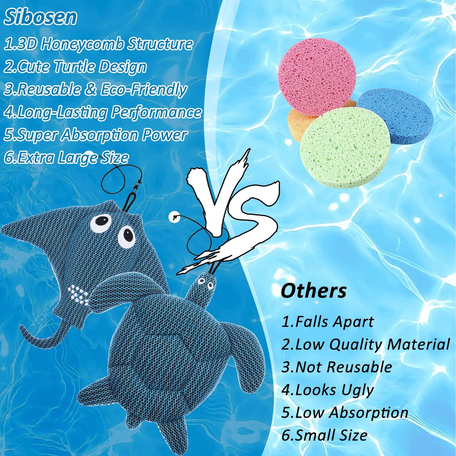 Sibosen reusable scum absorber reduces maintenance for spas