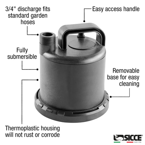 Sicce Ultra Zero hydroponics-ready pump draws water from a shallow 2 mm depth.