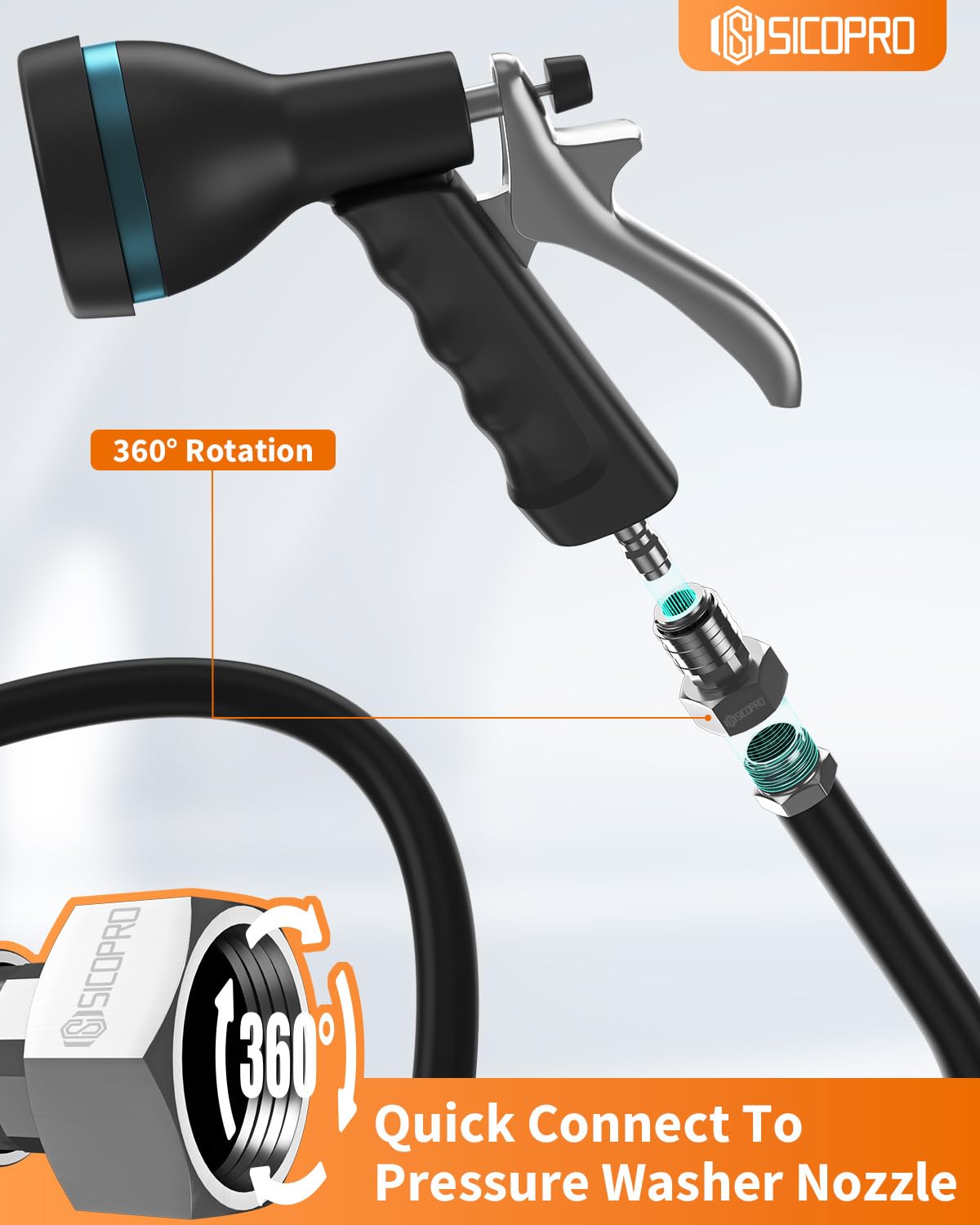 Durable SICOPRO adapter rated up to 5000 PSI for tough cleaning jobs.