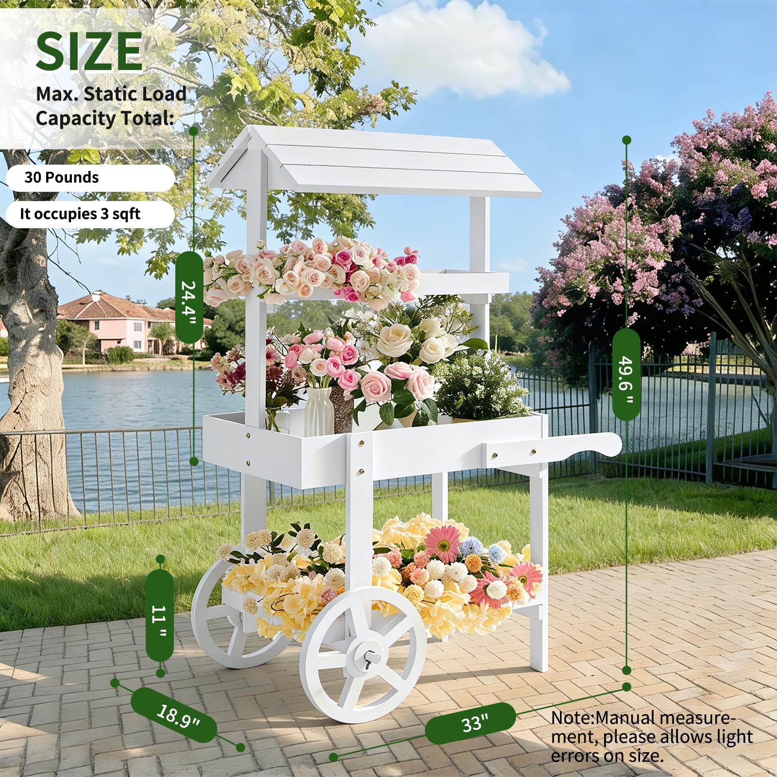 Sicrifety white dessert cart showcases treats with elegant styling.