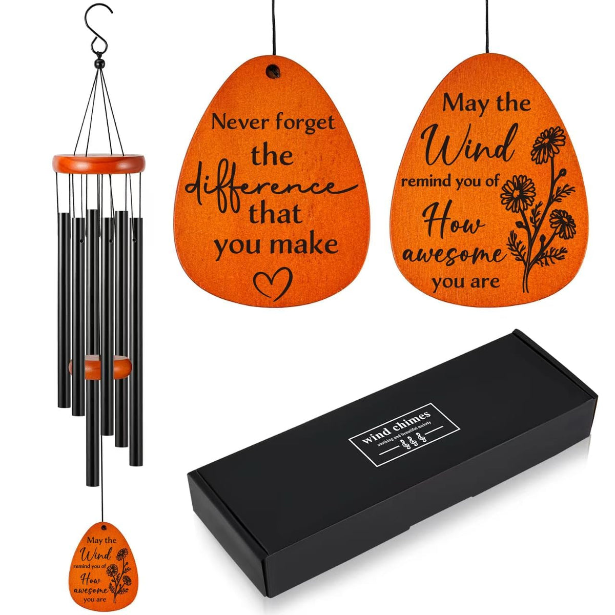 SIDATYSTAR wind chime in natural pine wood for warm ambient appeal.