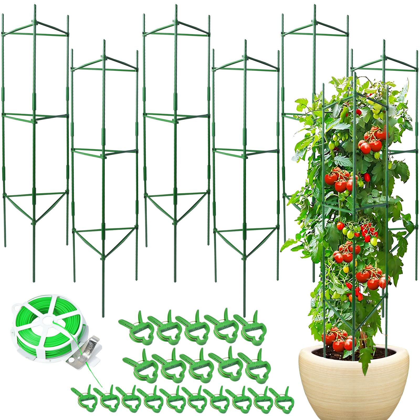 Sidefusi tomato cage 48inch height supports tall plants outdoors