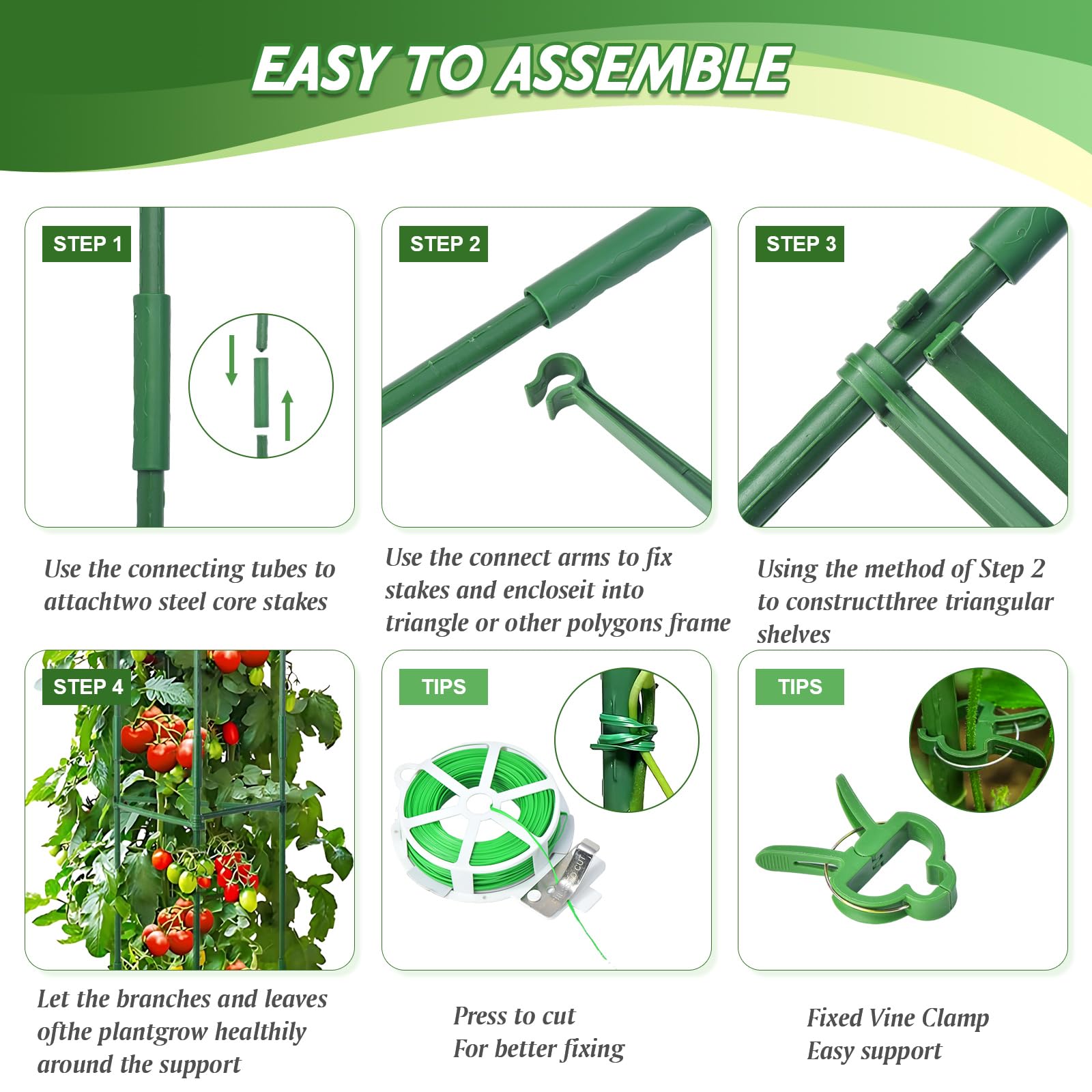 Sidefusi tomato cage green coating resists rust for outdoor use