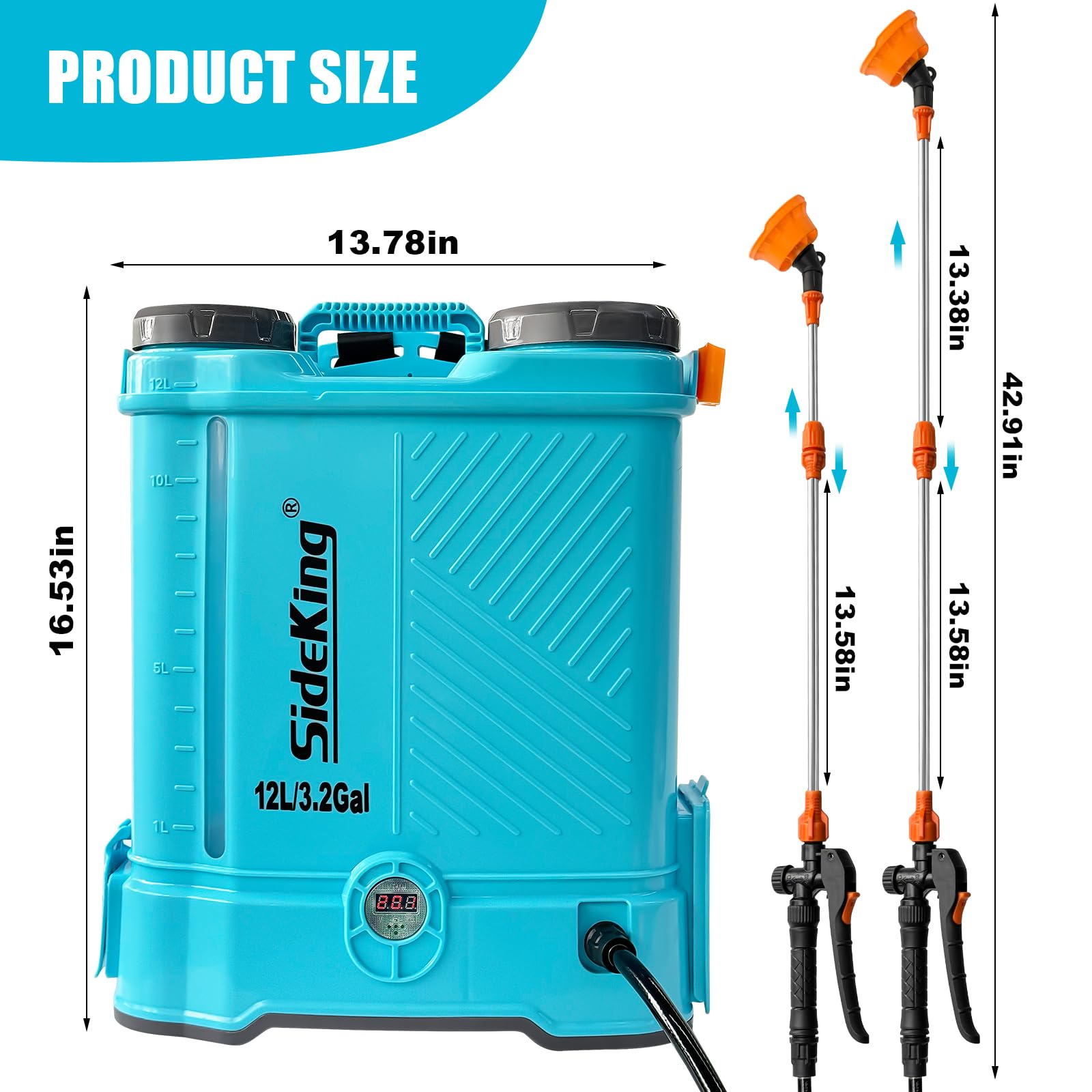 Five-nozzle set included with SideKing for versatile spraying tasks.