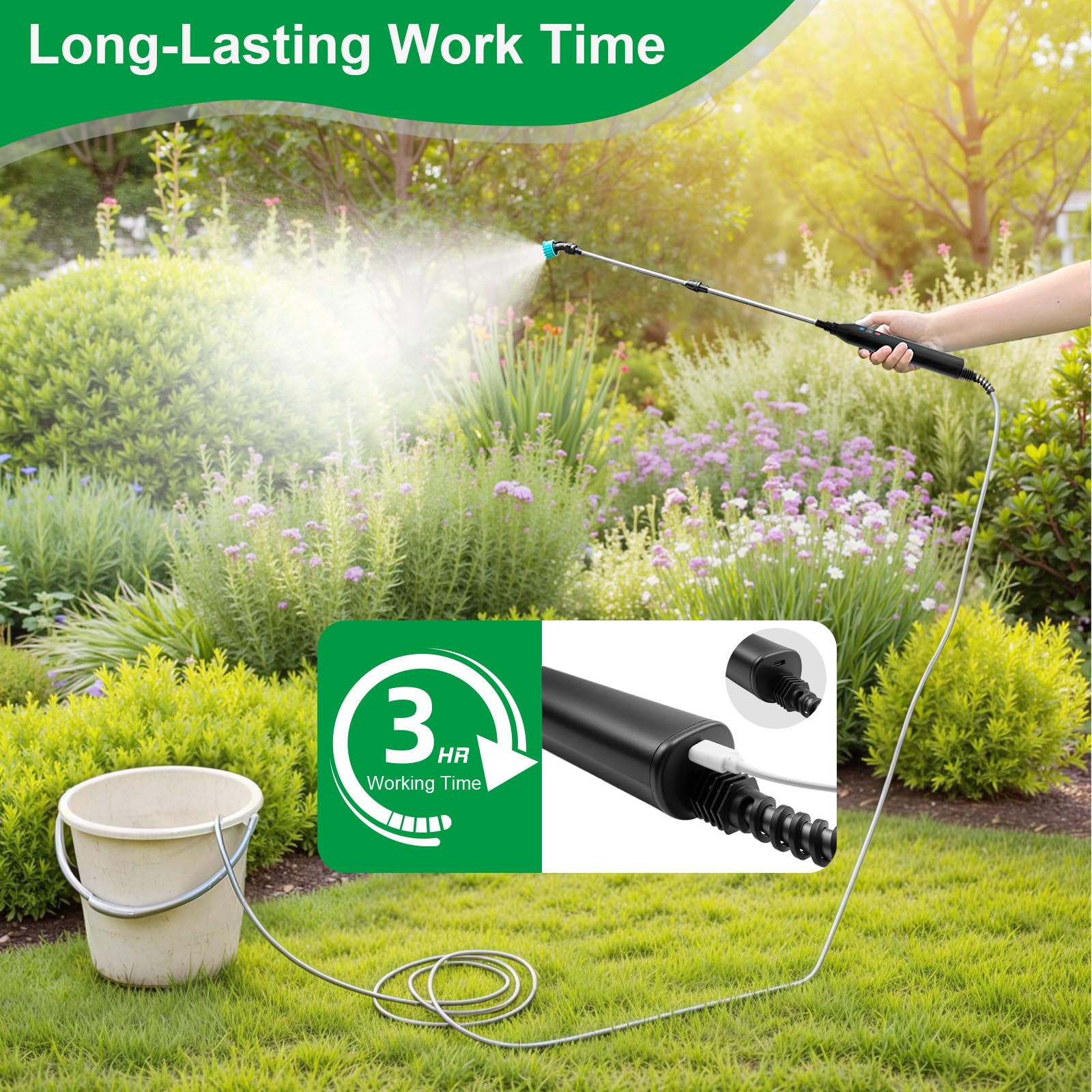 SideKing anti-slip grip offers ergonomic control during spraying sessions.