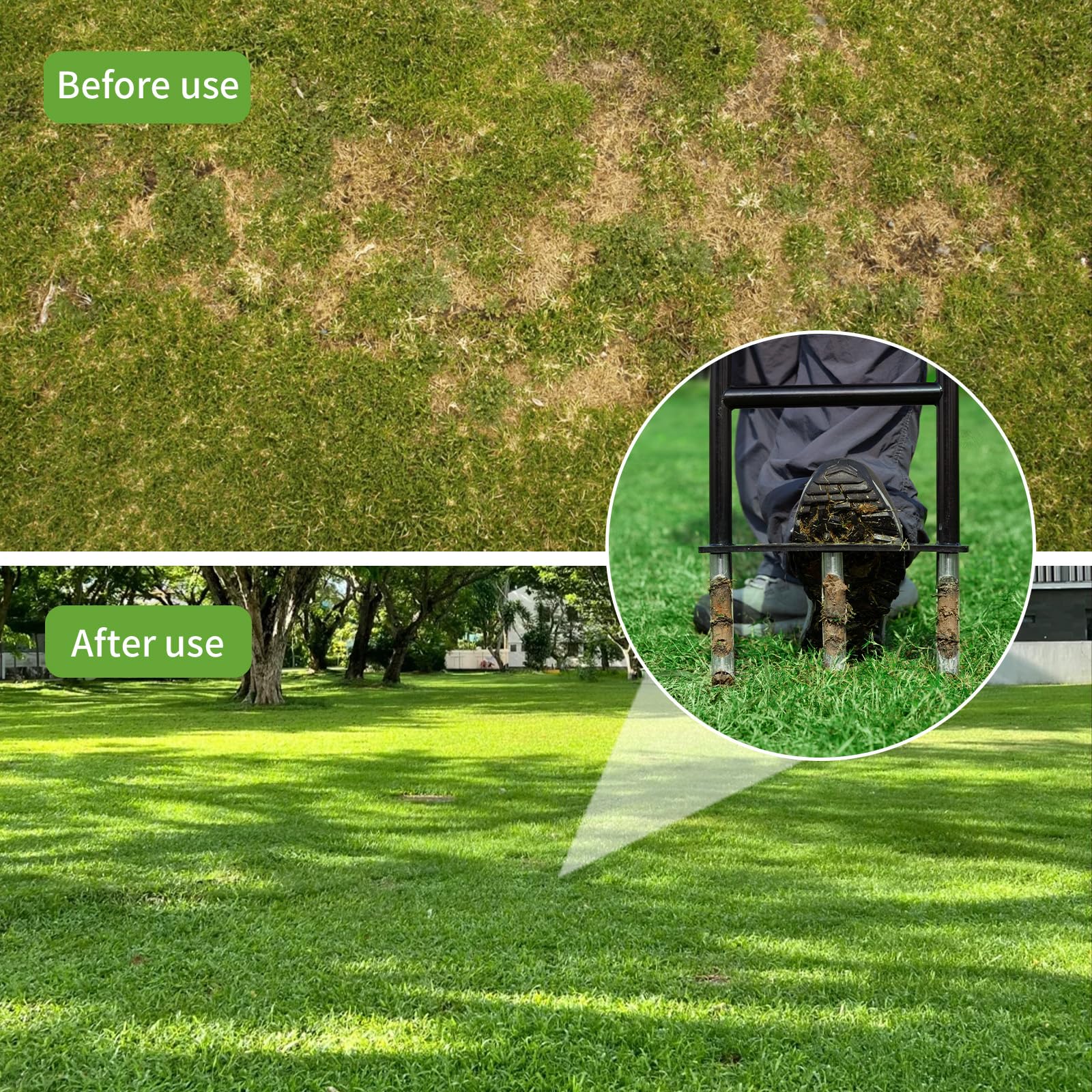 SideriteArch middle spike removal option to ease hard soil aeration.
