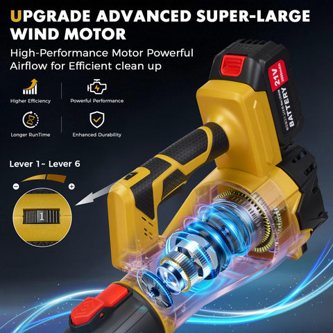 SIEARPUORL 21V 2.6Ah battery for quick starts and long cleanup sessions