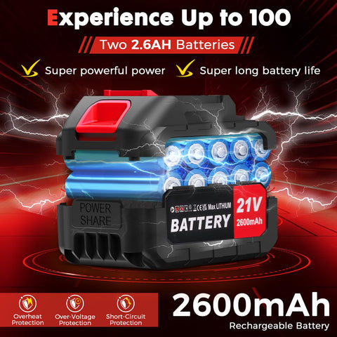 SIEARPUORL 21V battery and charger included for instant start