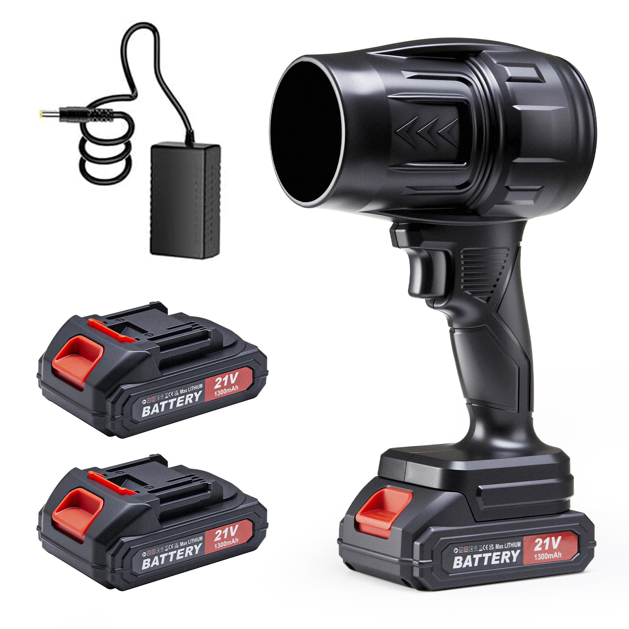 SIEARPUORL 21V cordless blower with two batteries for uninterrupted cleanup.