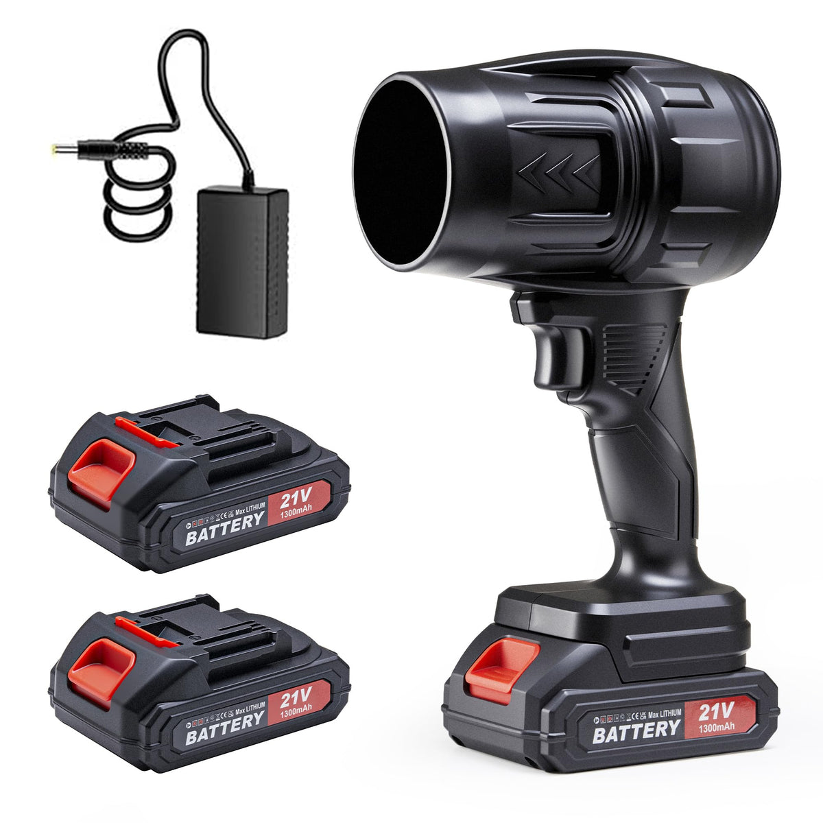 SIEARPUORL 21V cordless blower with two batteries for uninterrupted cleanup.