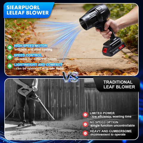 Ultra-lightweight blower fits comfortably in one hand for quick chores.