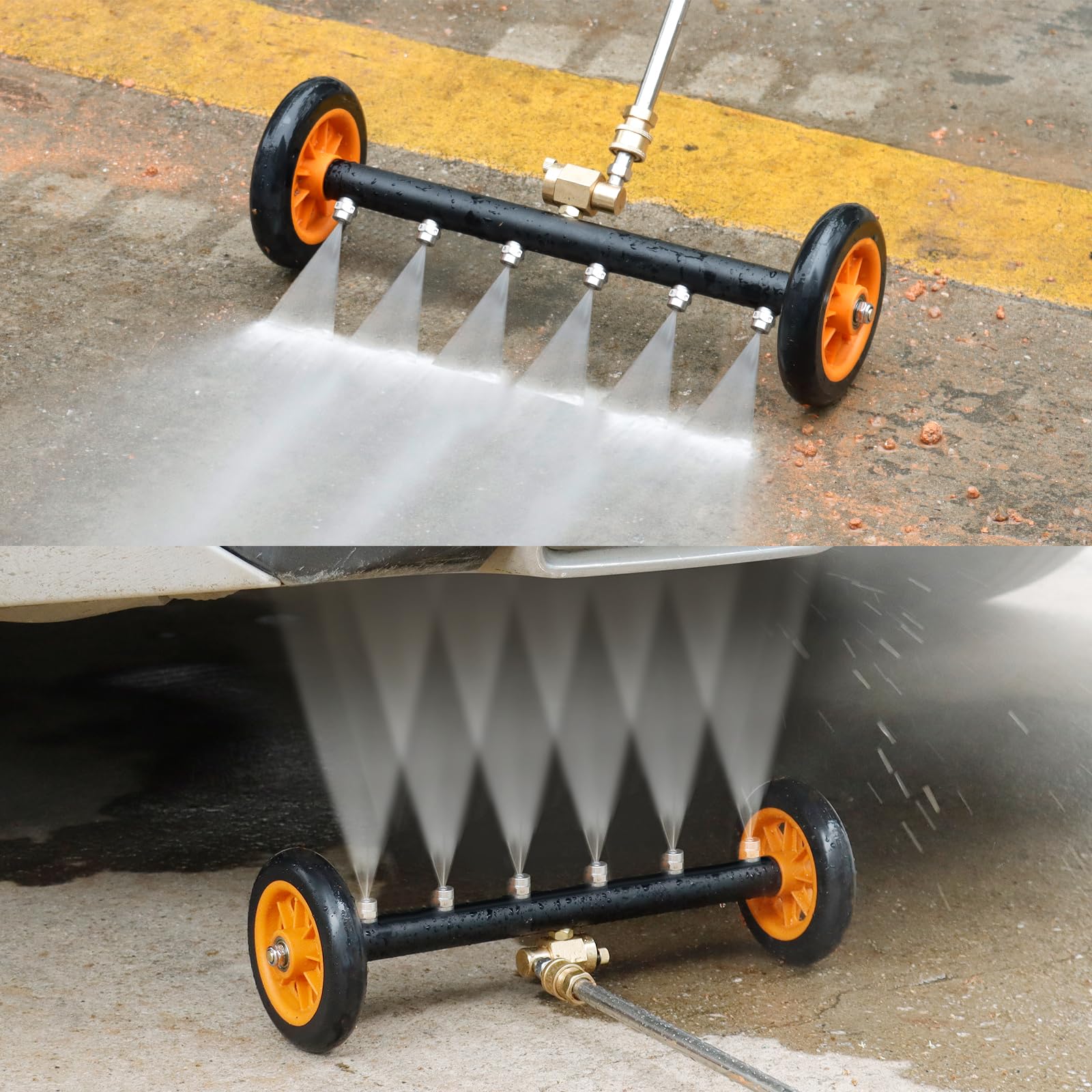 Siebwin undercarriage cleaner attachment in orange for efficient underbody dirt removal