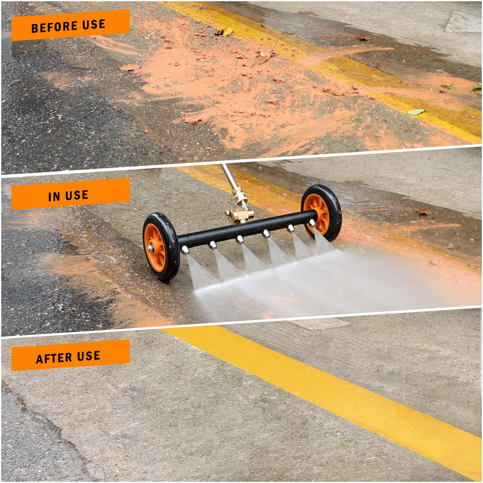 Siebwin water broom mode in action on a surface for fast debris removal
