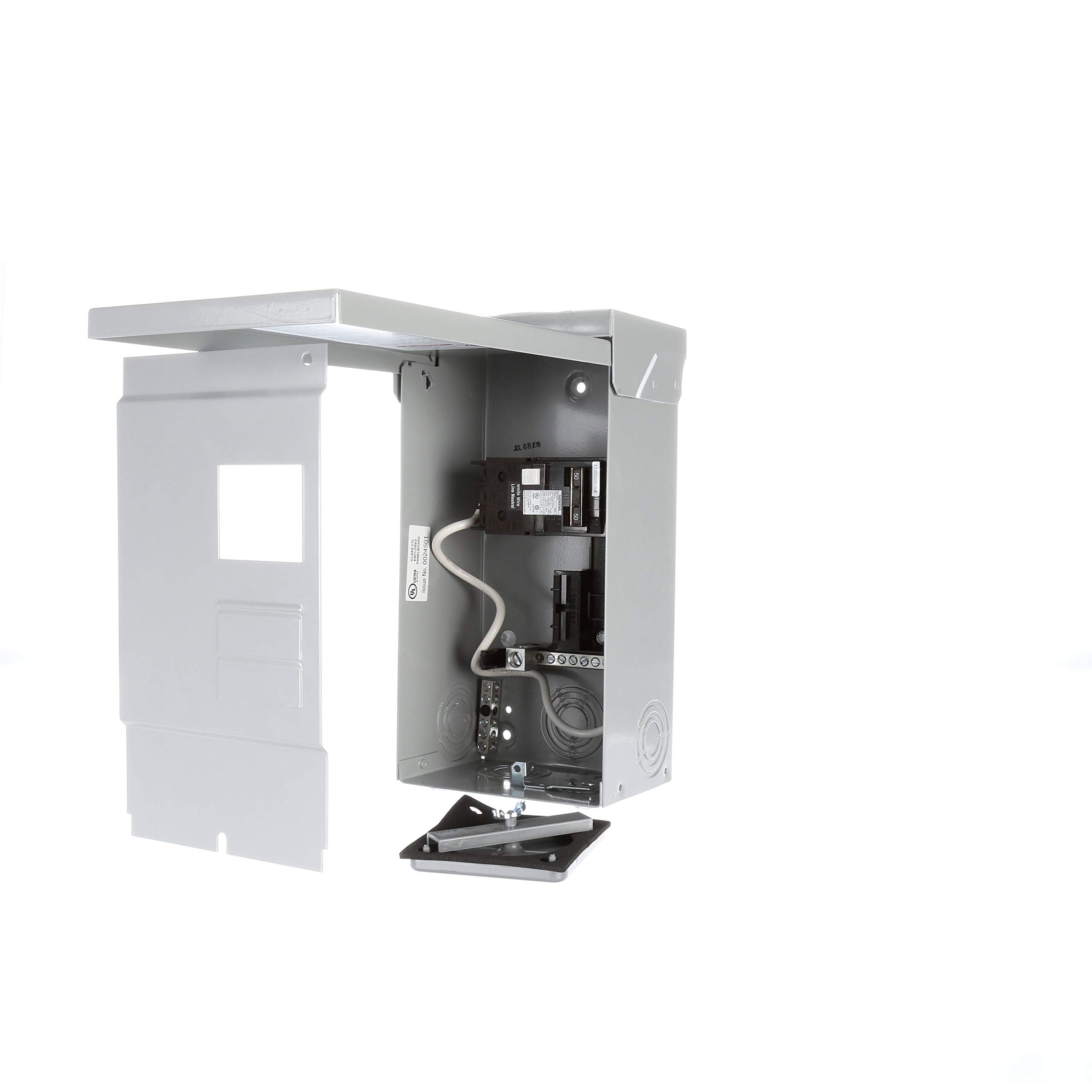 Siemens W0408L1125SPA50 outdoor spa panel in weatherproof enclosure protects spa wiring.