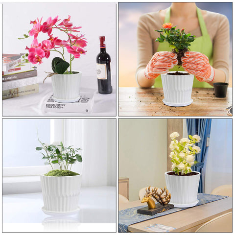 Sietpoek white ceramic planter set in a bright home corner