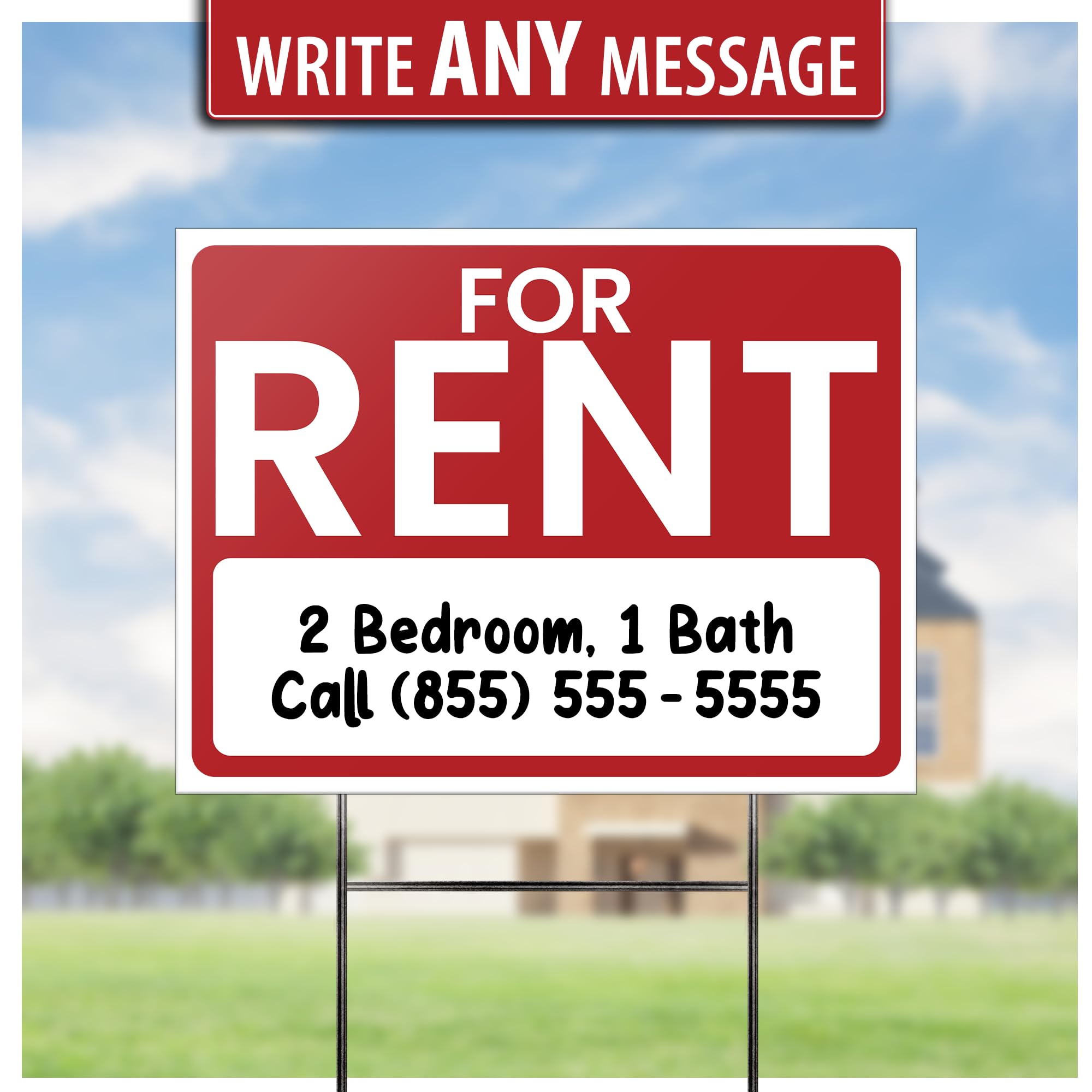 SignHero writable space on rent sign to add contact details.