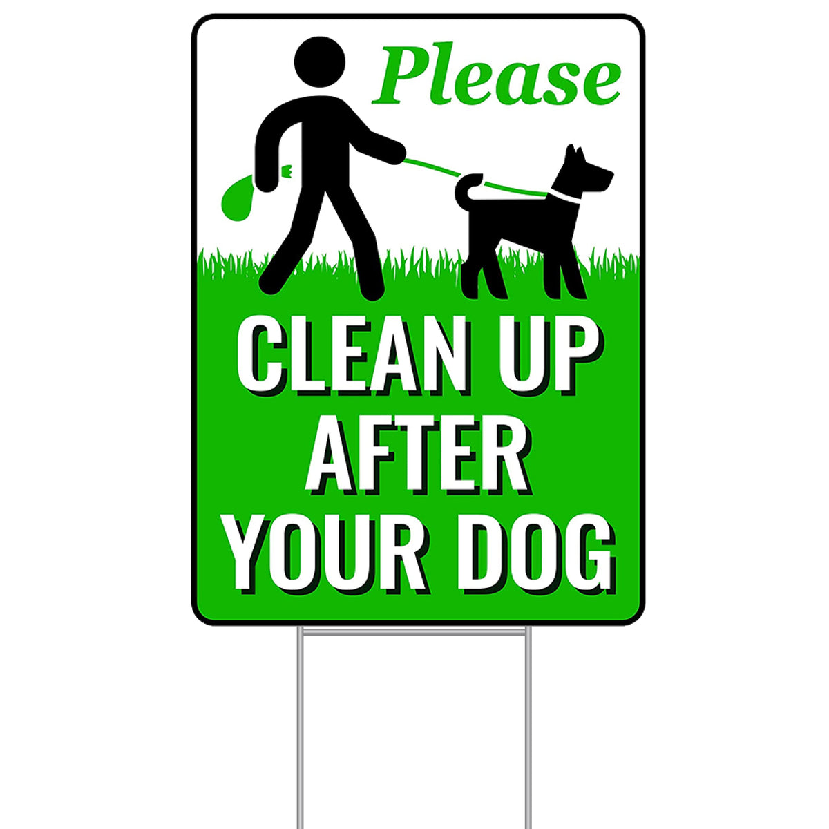 Signs Authority clean-up dog sign with H-stake boosts visibility for yard reminders.