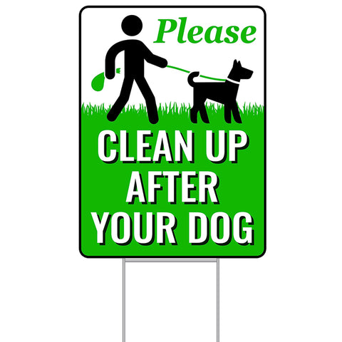 Signs Authority clean-up dog sign with H-stake boosts visibility for yard reminders.