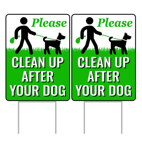 Signs Authority dog sign with metal H-stake, front view, durable and weatherproof for yards.