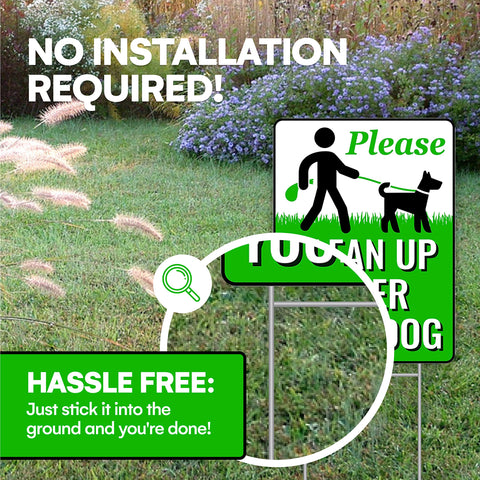 Signs Authority double-sided no-poop sign package supports yard coverage.