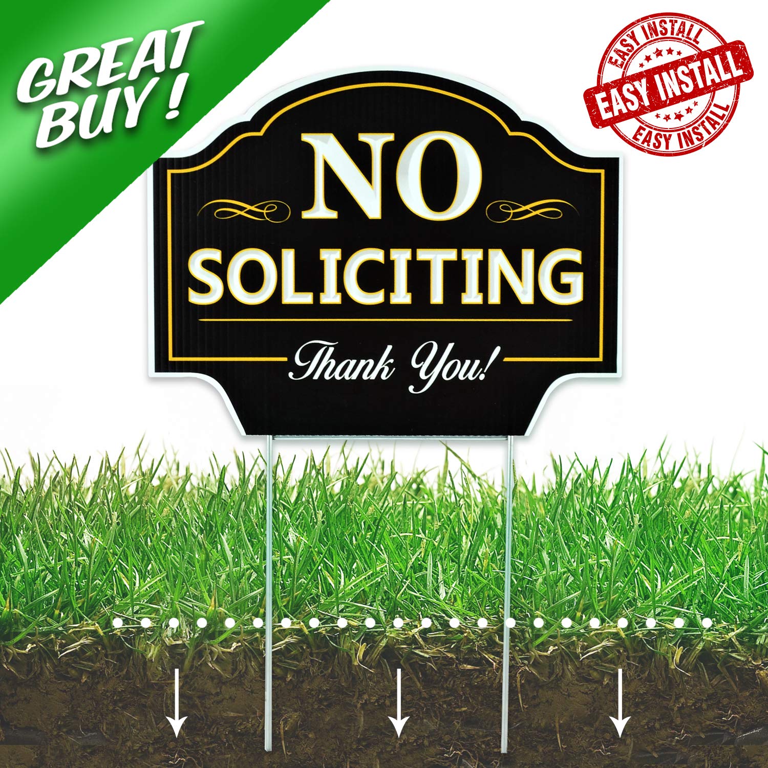 Signs Authority front porch display of no soliciting sign