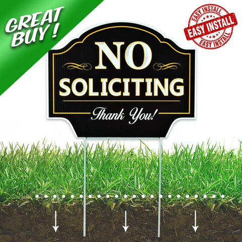 Signs Authority front porch display of no soliciting sign