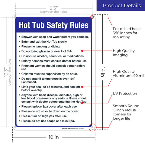 Sigo hot-tub sign fade-resistant print keeps messages legible season after season.
