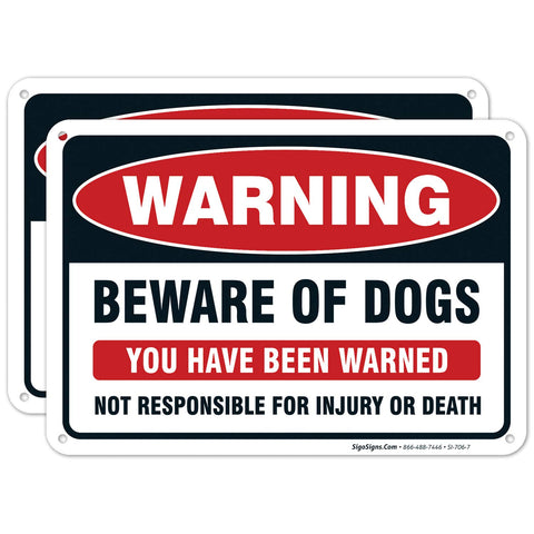 Sigo Signs Beware of Dog sign front view on durable metal for outdoor use.