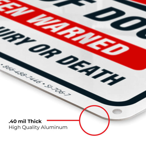 Sigo Signs Made in USA beware of dog sign emphasizes dependable craftsmanship.