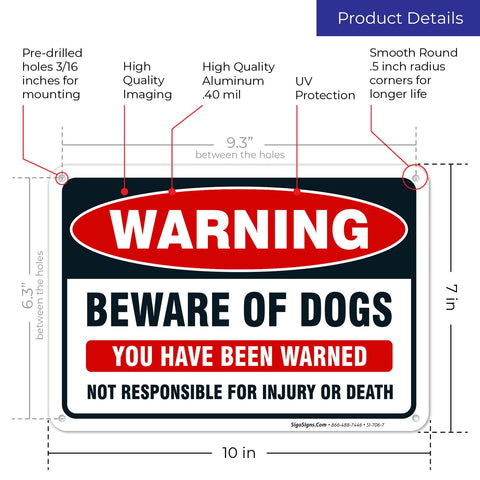 Sigo Signs Beware of Dog sign close-up highlighting crisp readable text.