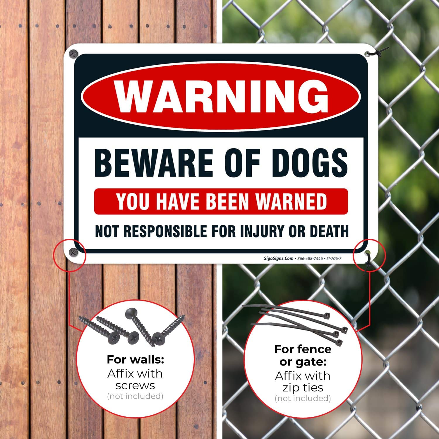 Sigo Signs Beware of Dog sign with UV fade-resistant printing.