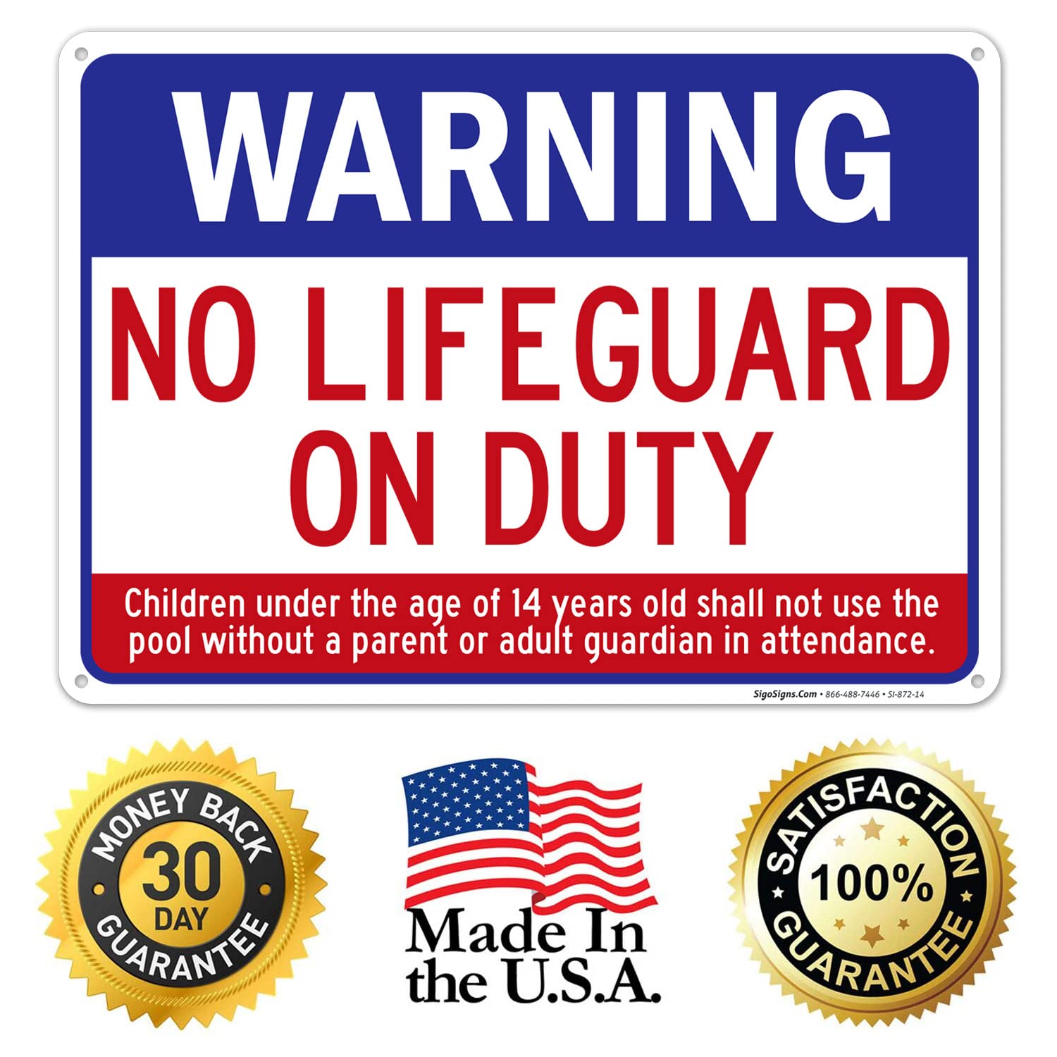 Sigo Signs durable exterior sign designed for demanding poolside environments