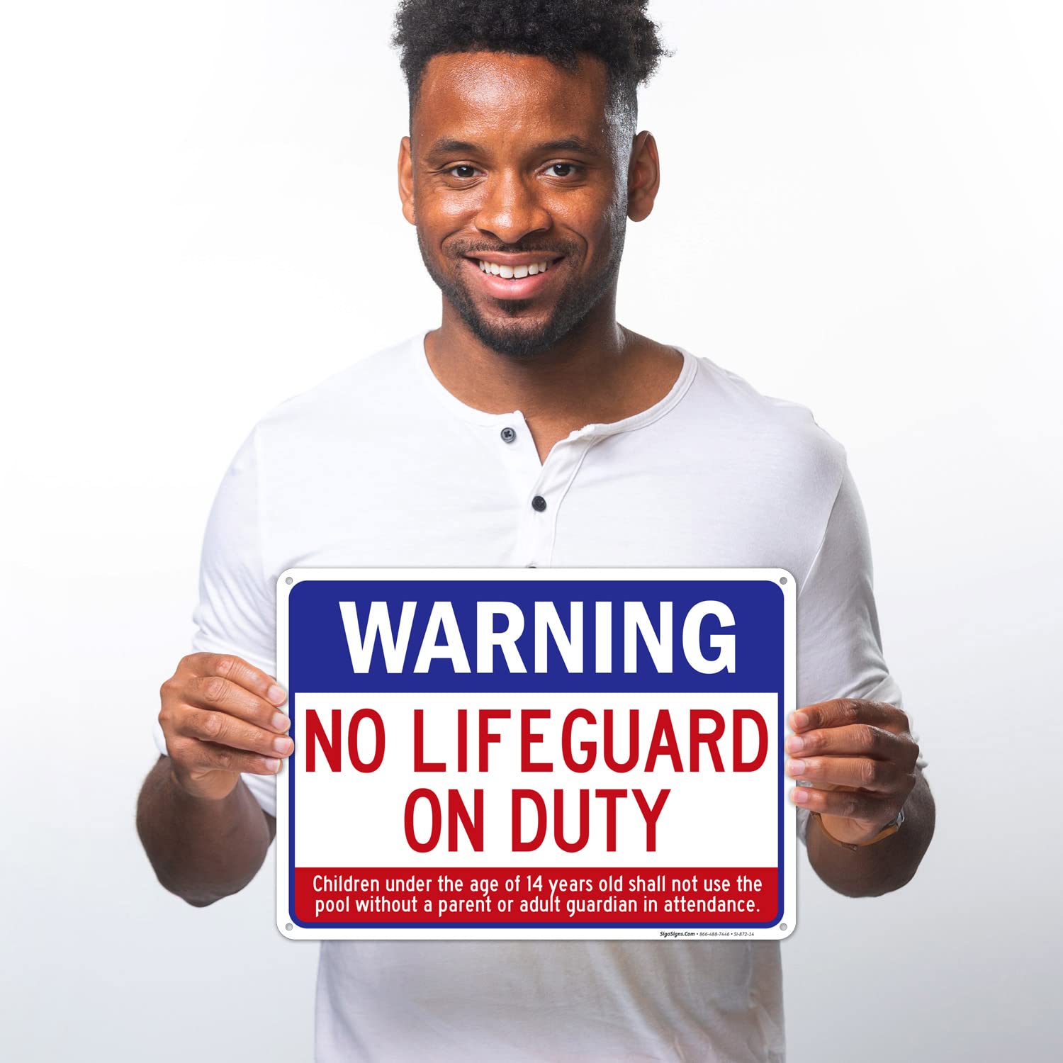 Sigo Signs pool warning sign outdoor use, rust-free aluminum and fade-resistant durability