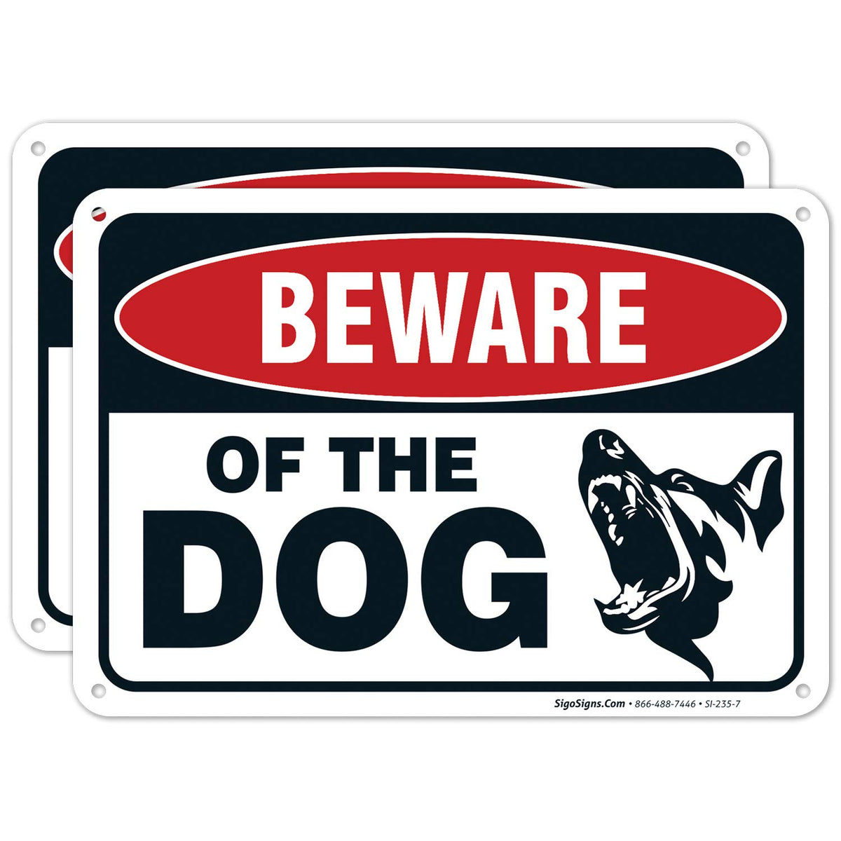 Sigo Signs Beware Dog sign 2-pack for indoor outdoor visibility